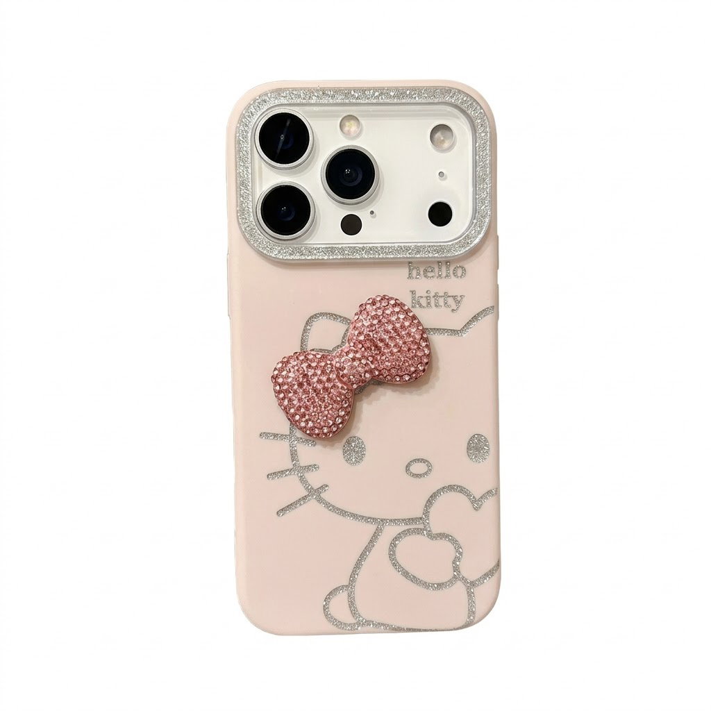 Case para iPhone de Hello Kitty con moñito brillante 