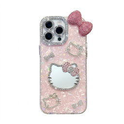 Case transparente para iPhone de Hello Kitty con pedrería y espejo