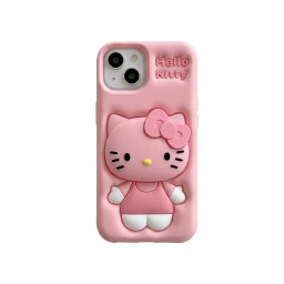 Case de silicona para iPhone con diseño de Hello Kitty en 3D (la cabeza funciona como PopSocket)