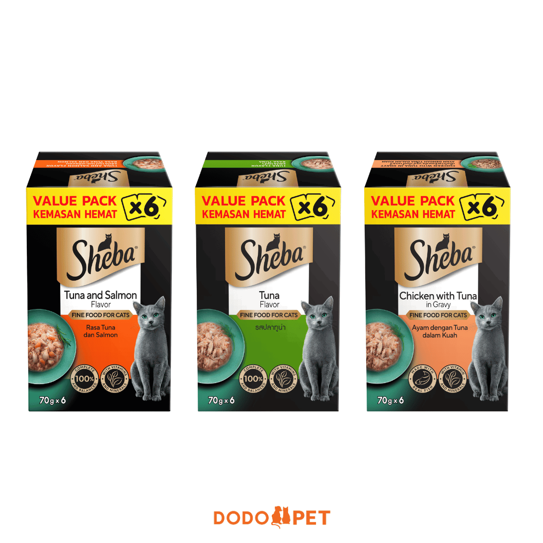 Sheba Pouch Value Pack Wet Cat Food (70g x 6)_0
