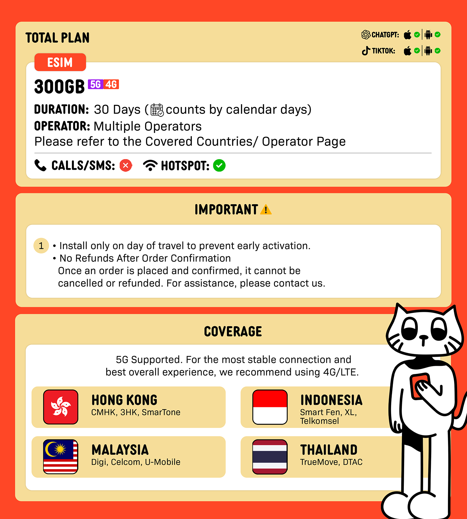 SIMPLY [eSIM Asia] Singapore Malaysia Indonesia Thailand Hong Kong | 300GB Local eSIM | No Registration_1