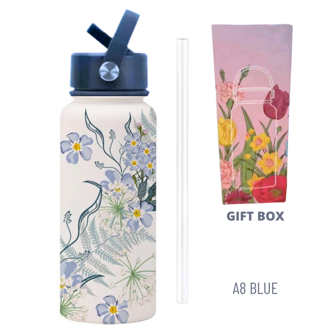 1000ML 3D FLORAL THUMBLER THERMOS BOTTLE_12