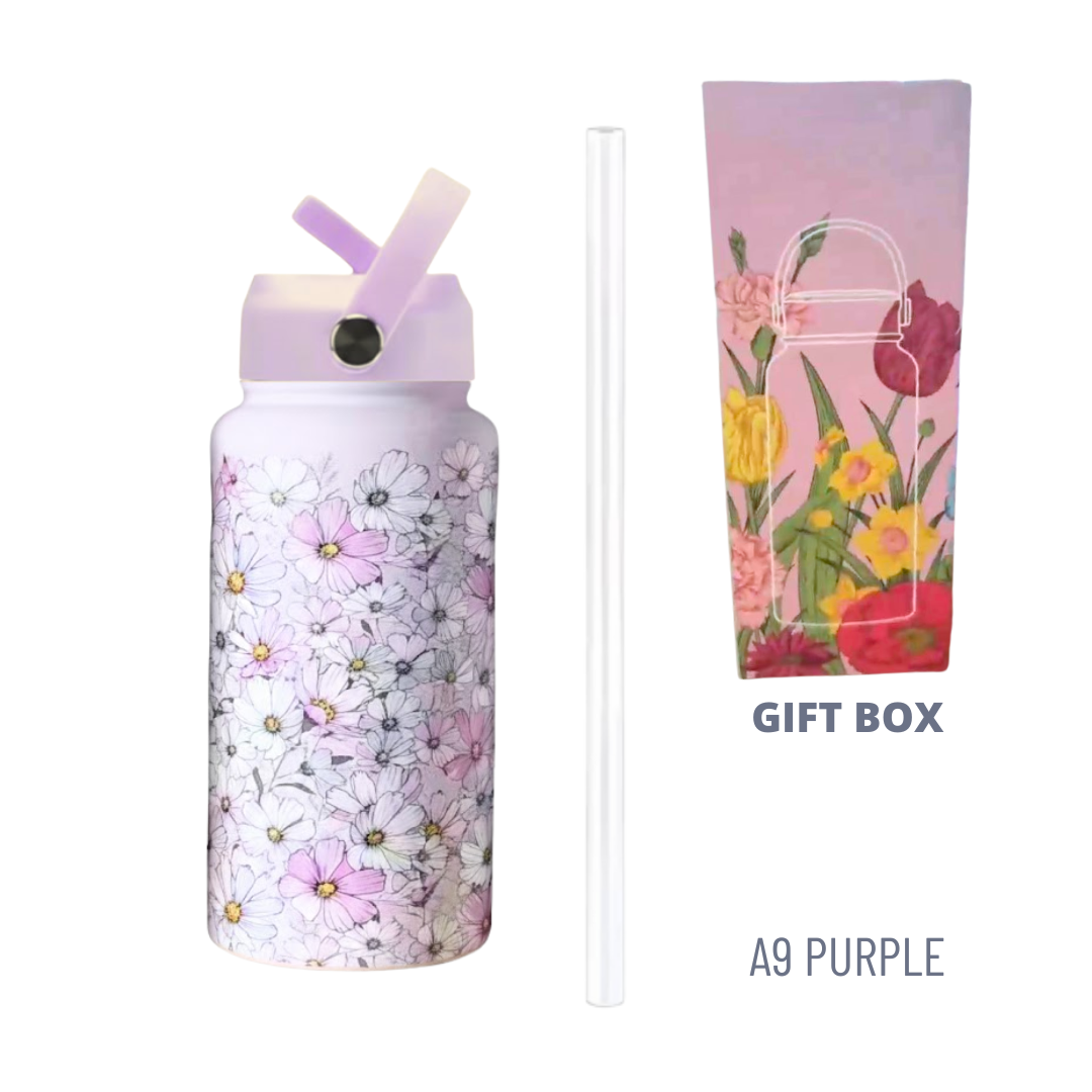 1000ML 3D FLORAL THUMBLER THERMOS BOTTLE_13