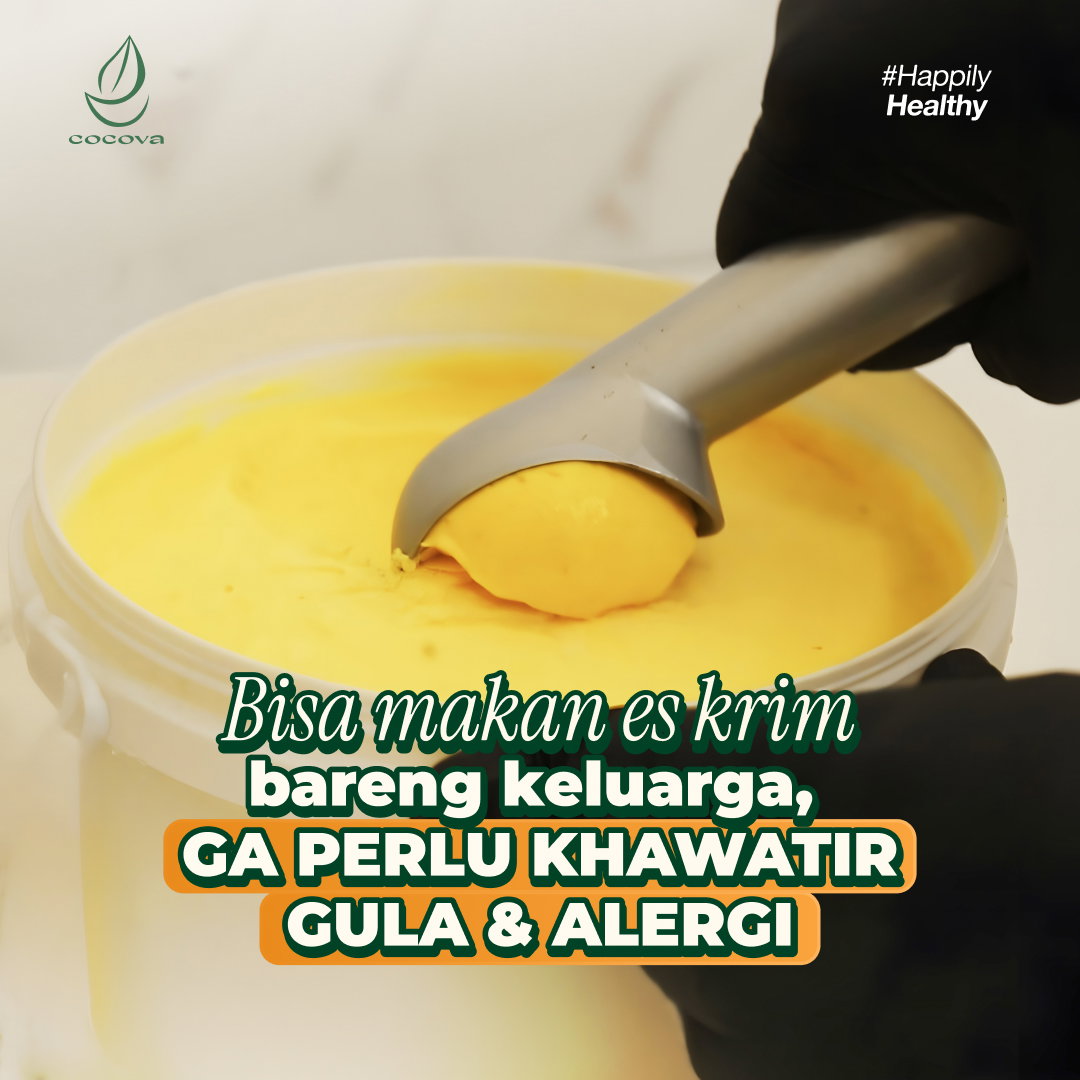 "Bisa makan es krim bareng keluarga, ga takut lagi sama manis & alerginya!" - Konsumen COCOVA_0