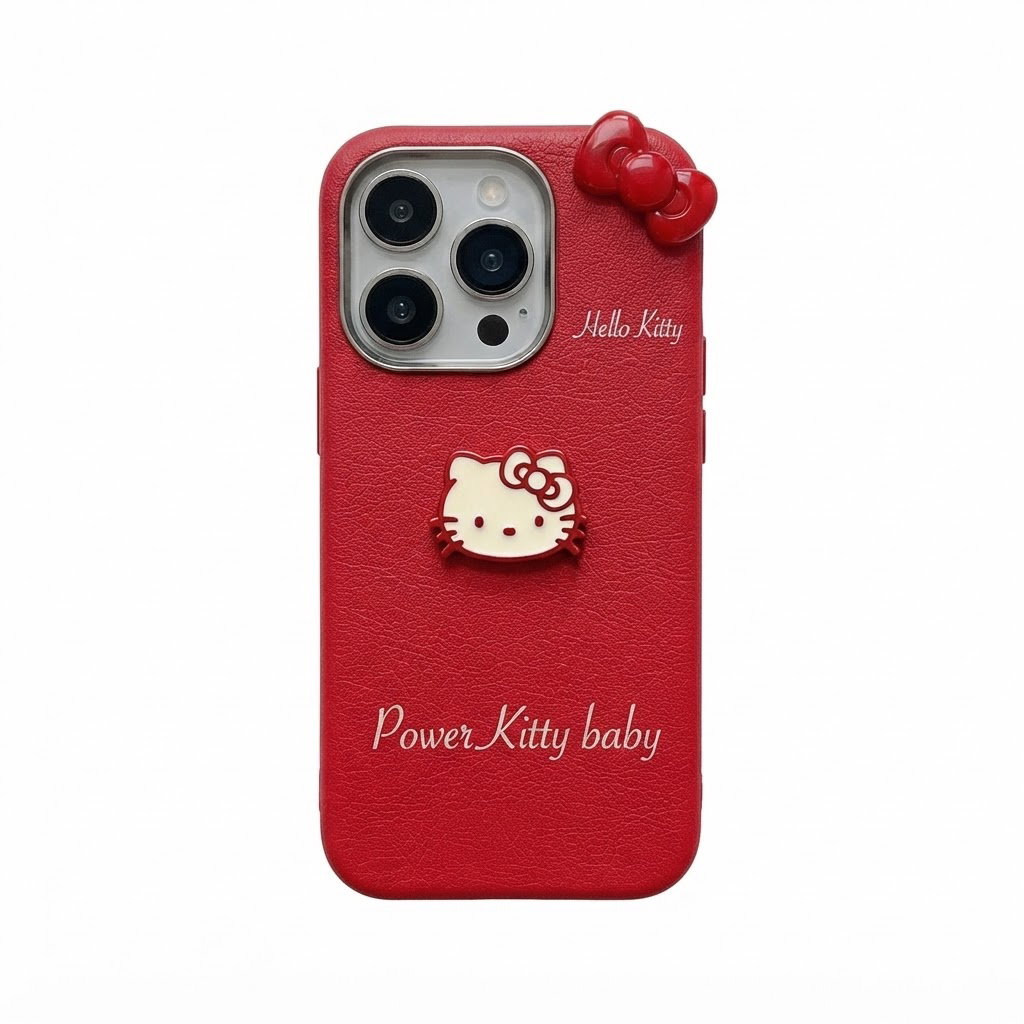 Case con textura para iPhone de Hello Kitty con diseños 3D