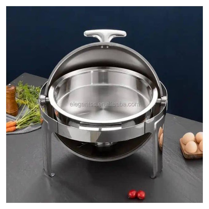 Round stainless steel roll top chafing dish