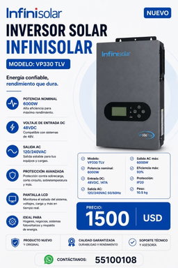 ⚡ Inversor Solar InfiniSolar VP330 TLV – Nuevo en caja con sus accesorios