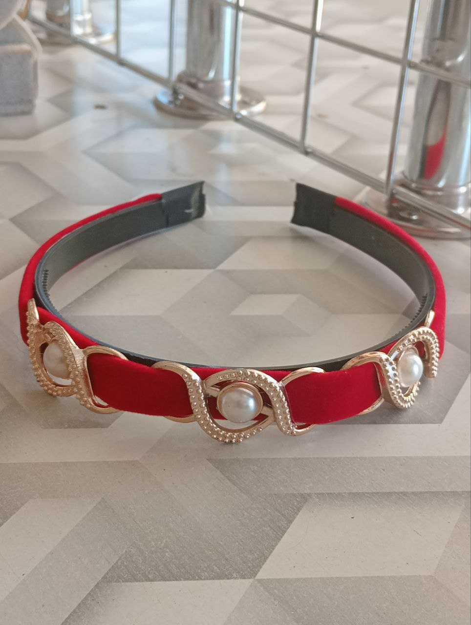 Velvet Headband/Pushback Red_0