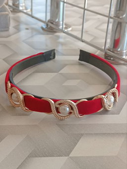 Velvet Headband/Pushback Red