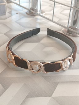 Velvet Headband/Pushback  Dark Brown