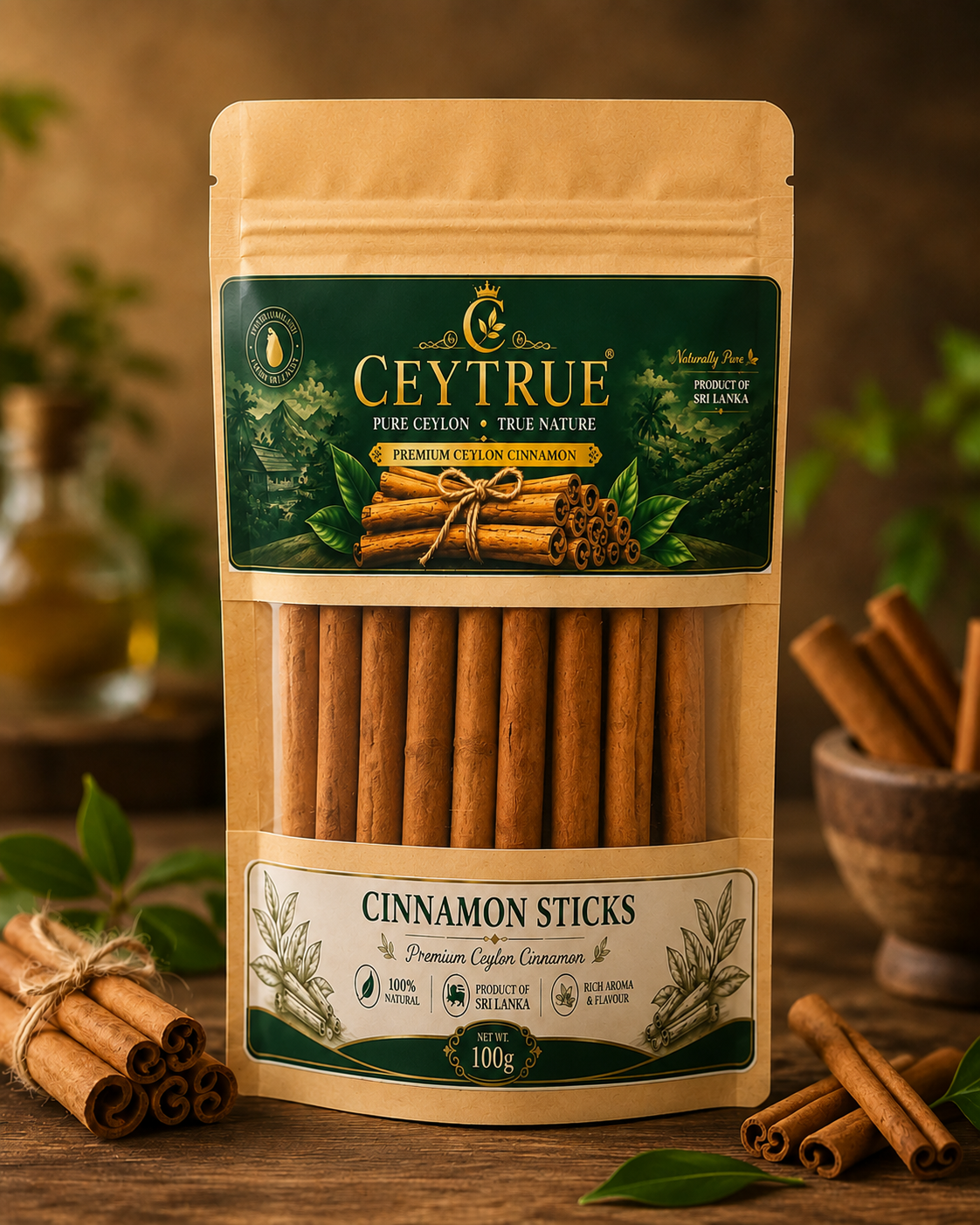 CEYTRUE Premium Ceylon Cinnamon Sticks – Alba Grade 100g packet_0