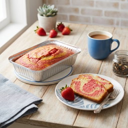 Eggless Strawberry Marble Loaf Cake