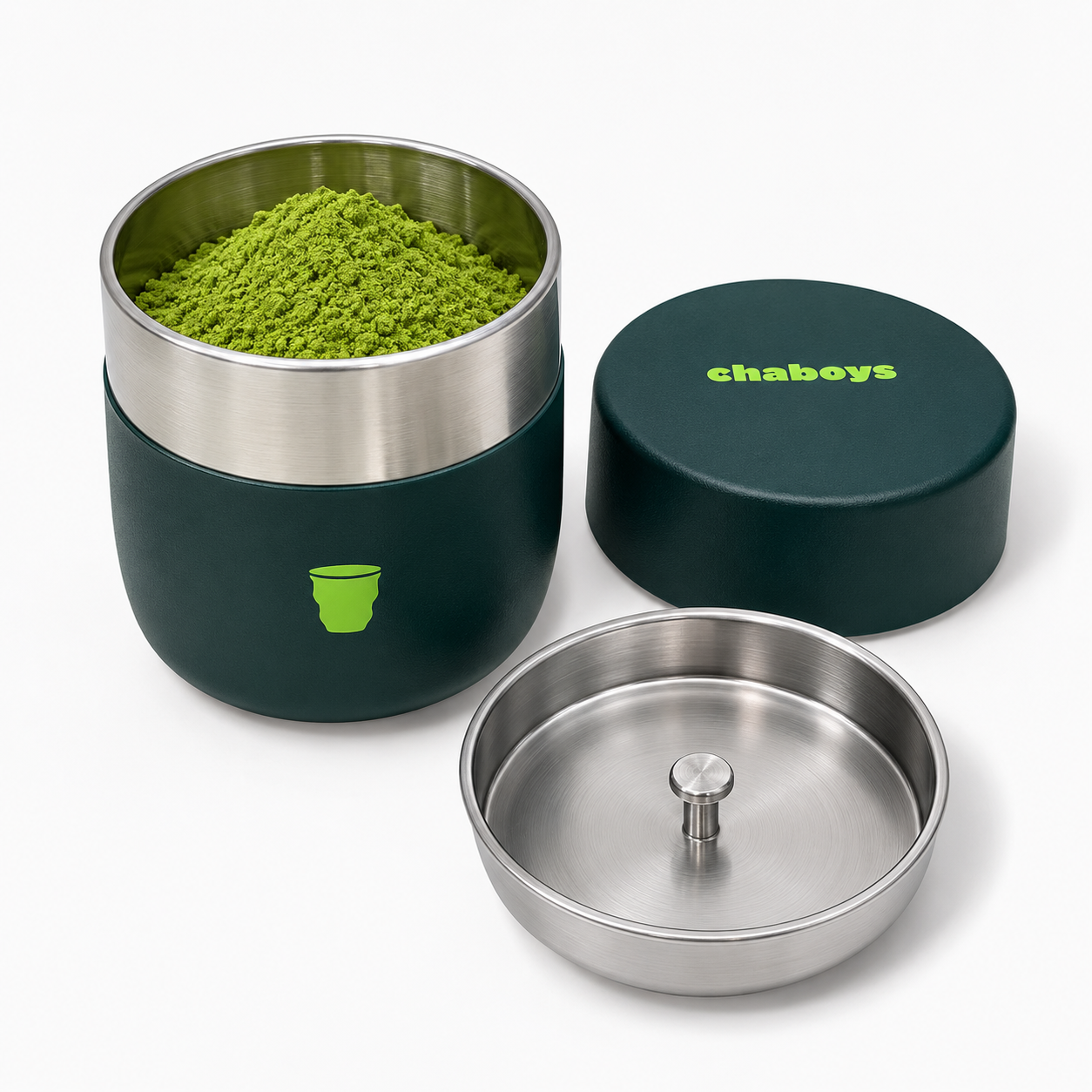 Chaboys Stainless Steel Matcha Powder Canister