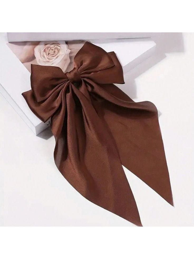 Medium Bow Hair Clips Brown_0