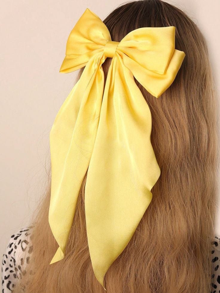 Medium Bow Hair Clips Yellow