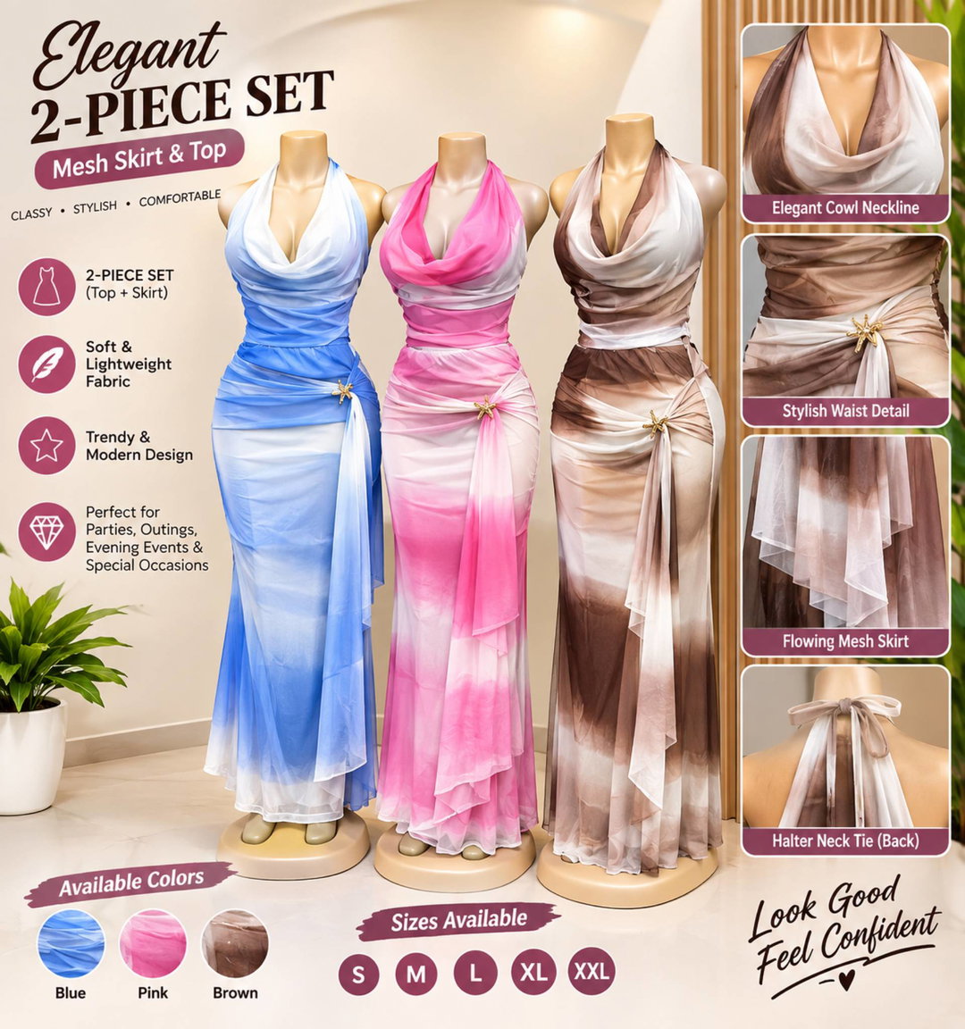 Elegant 2-Piece Mesh Skirt Set