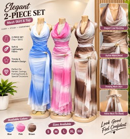 Elegant 2-Piece Mesh Skirt Set