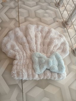 Microfiber Hair Drying Towels Head wrap with Bow-Knot Shower Cap Hair Turban Grey
