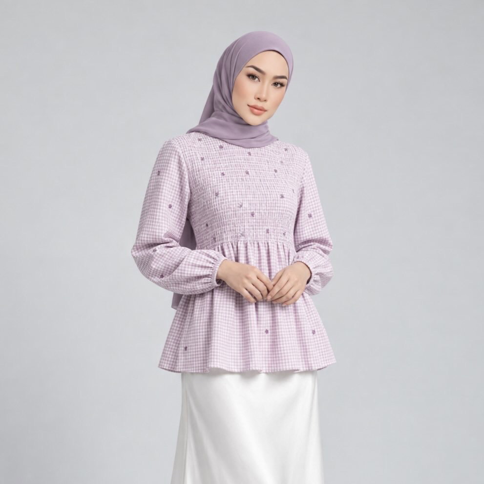 Gingham Sweetheart Smock Top_0
