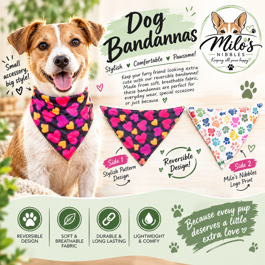 Dubbel Sided Paw's & Heart's Bandanna 