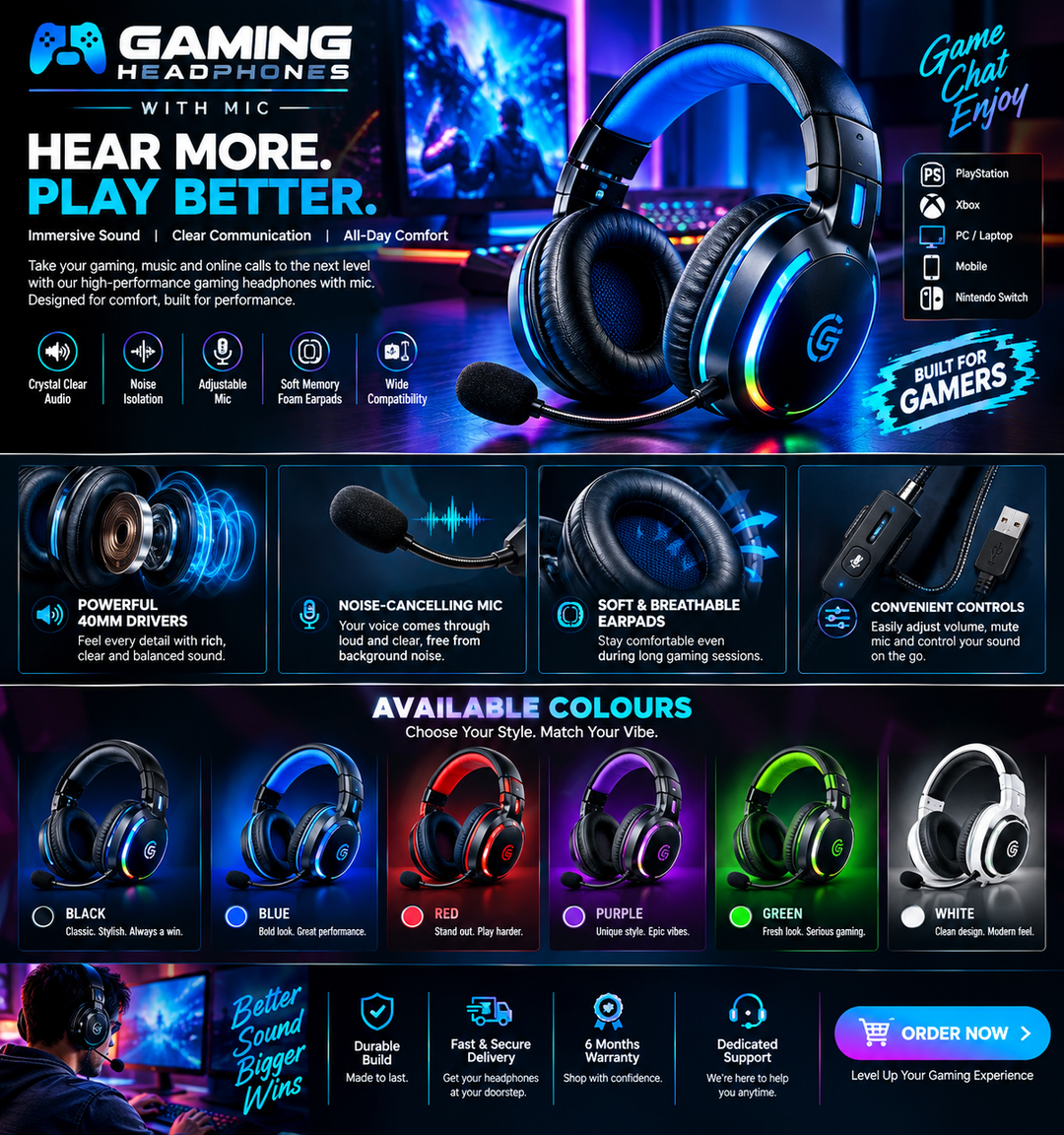 Gaming Headphones with Mic