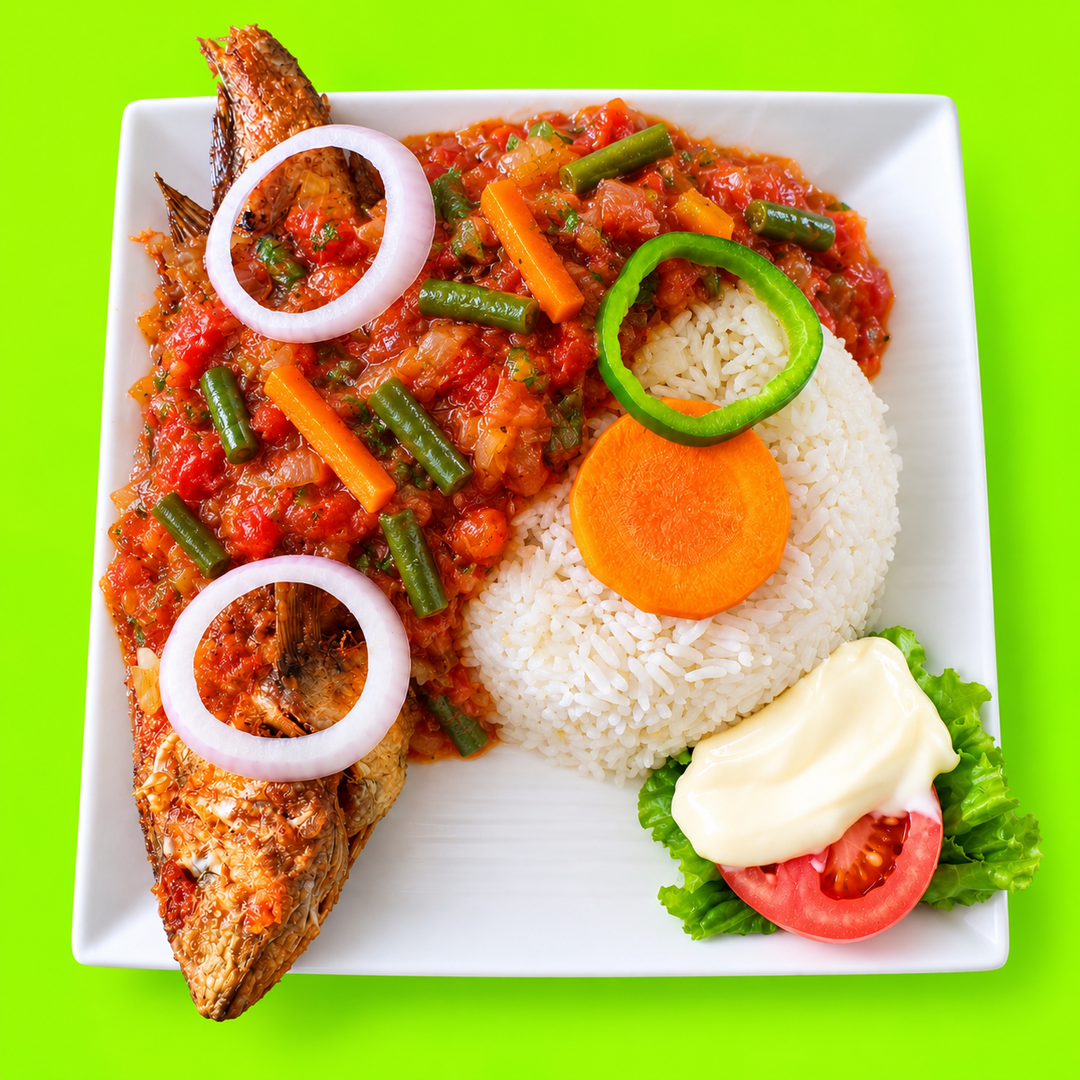 Poisson garnie riz