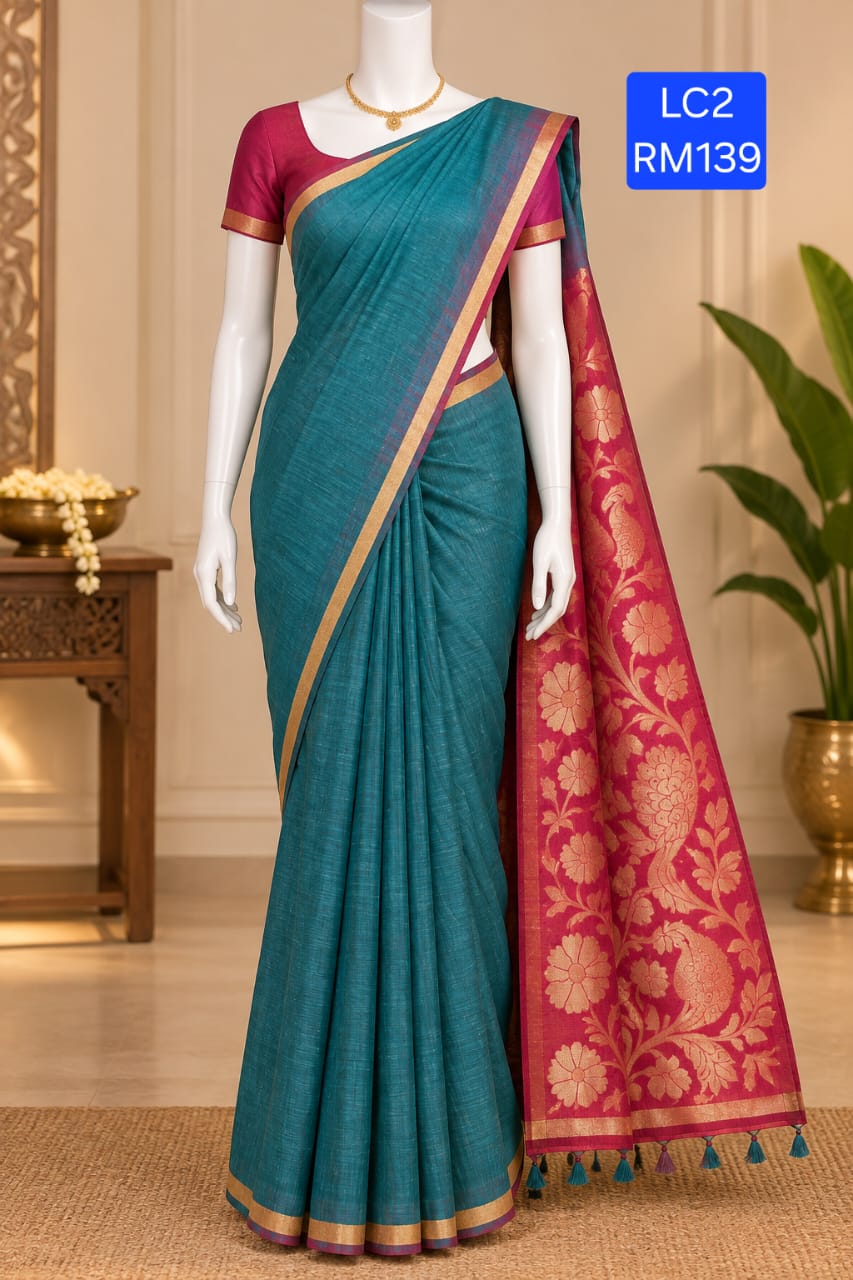 Fancy Lenin Cotton Saree