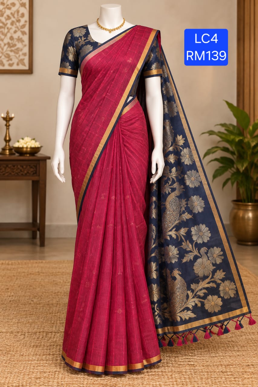 Fancy Lenin Cotton Saree _0