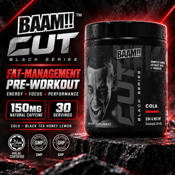 BAAM!! CUT Black Series 30 Servings | Fat Burner Pre-Workout • Weight Loss • Energy Booster, Focus & Metabolism Support