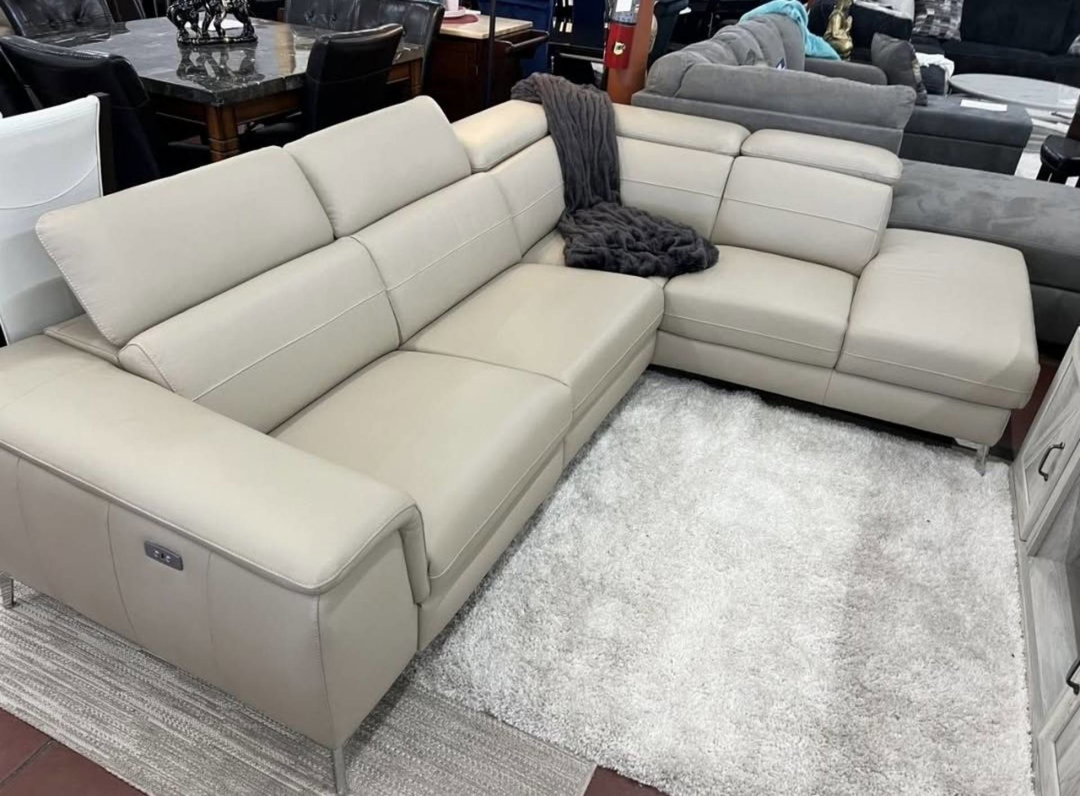 4-SEATER L-SHAPED GENUINE LEATHER COUCH