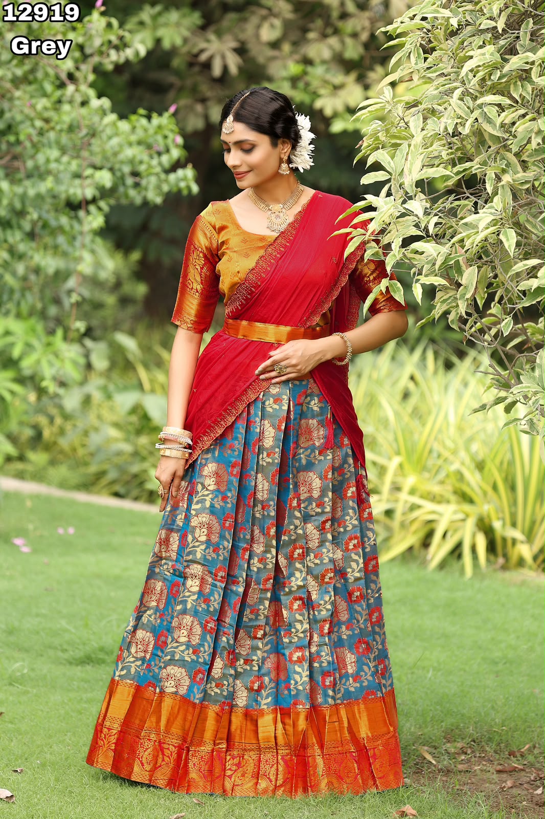 Kanjivaram Silk Gold Half Sarees AF2