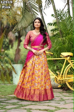 Kanjivaram Silk Gold Half Sarees AF2