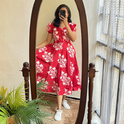 Ikkat print Cotton Full Flair Middy Gown KK