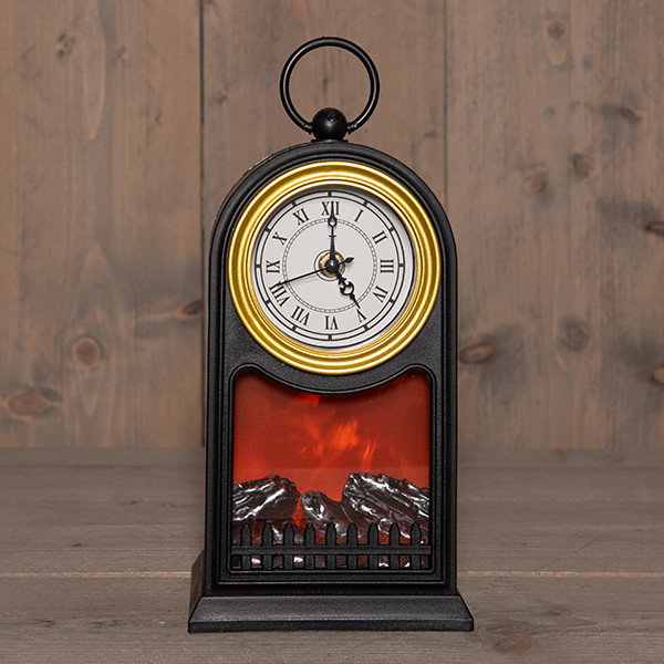 Decorative LED fireplace lantern clock