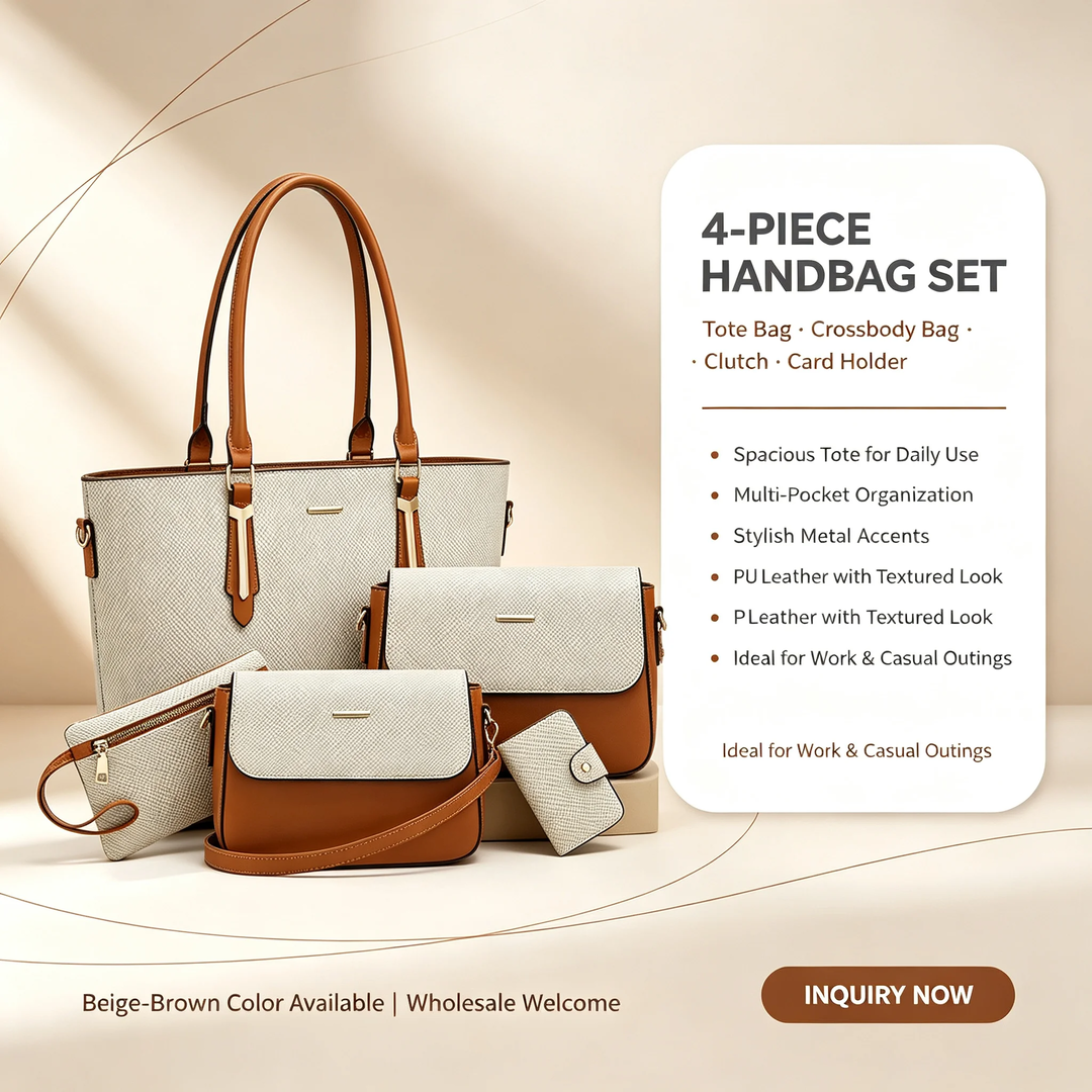 SACS( 4 PIÈCES )FOURRE-TOUT POUR FEMMES EN PU 2026, IMPERMÉABLE, DURABLE AVEC BANDOULIÈRE.👜👜👜👜