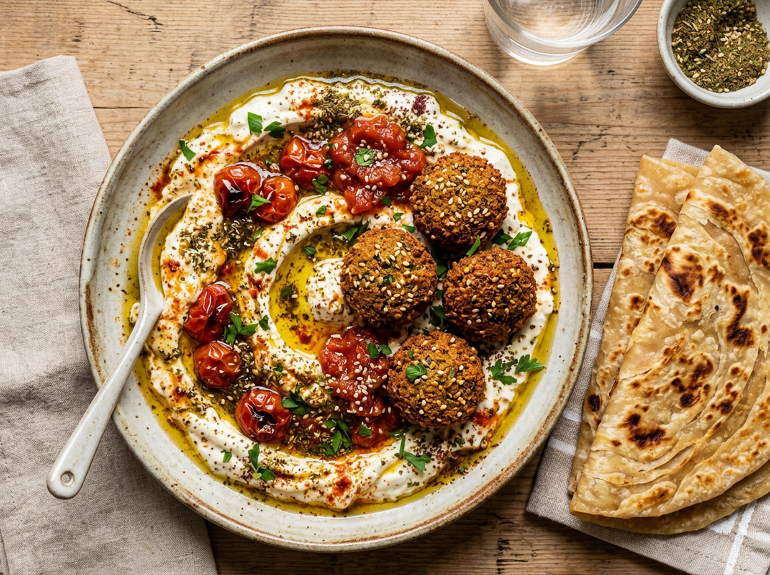 Labneh Falafel with 3 Chappati | لبنة فلافل مع ٣ تشباتي