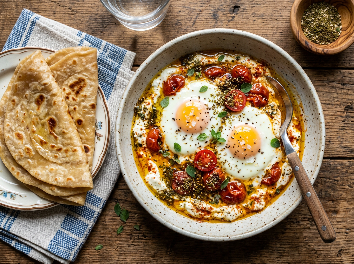Labneh Eggs with 3 Chappati | لبنة بالبيض مع ٣ تشباتي_0