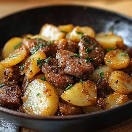 Pommes sautées aux légumes à la viande de bœuf + verre de folere offert_0