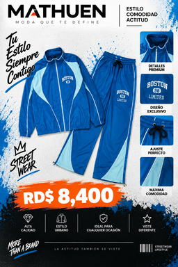 Conjunto azul marino de chaqueta y pantalón amplio