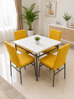 Ensemble salle à manger 4 places en tissu beige