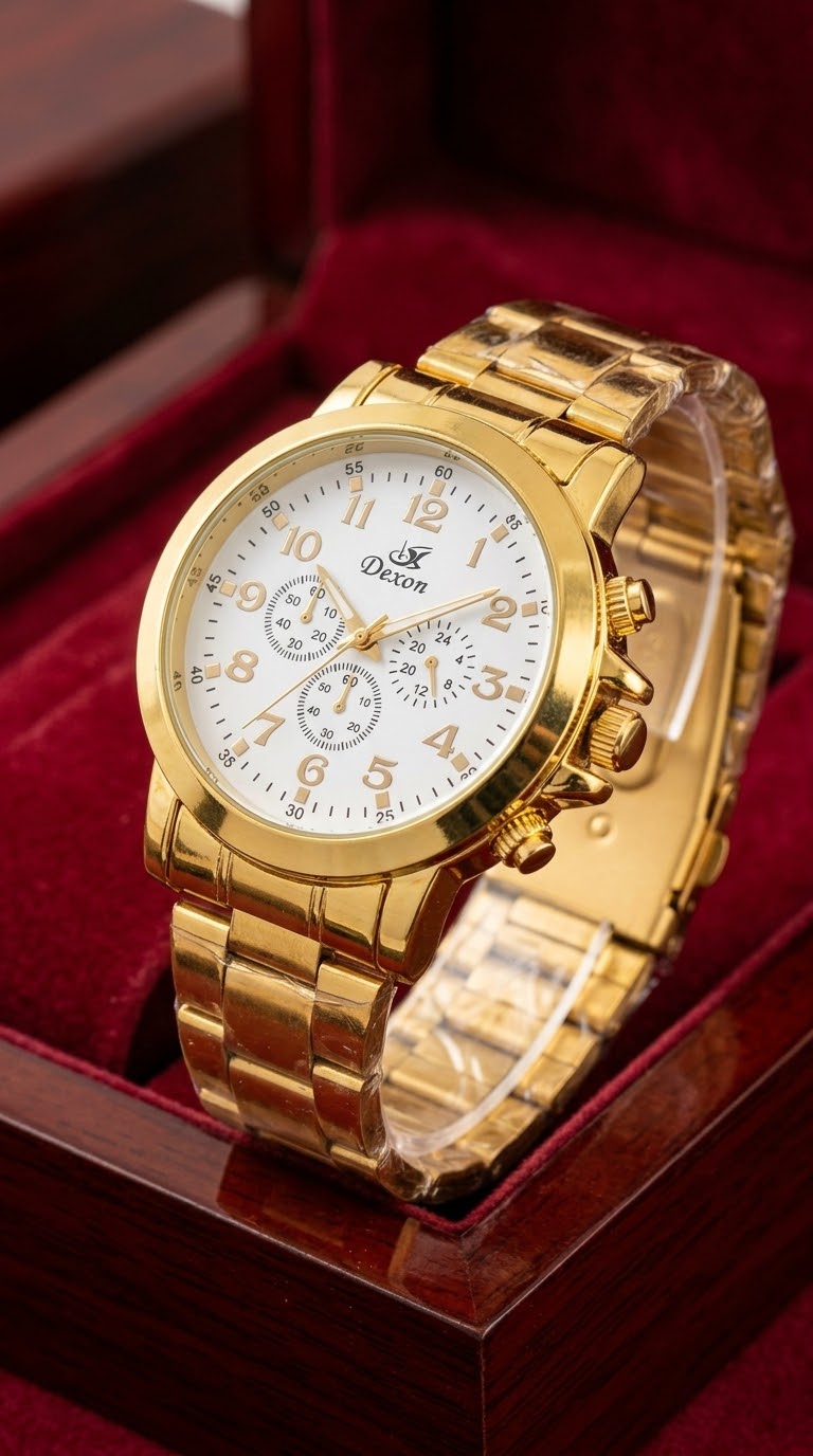 Dexin Chronograph-Style Gold Men's Quartz Watch