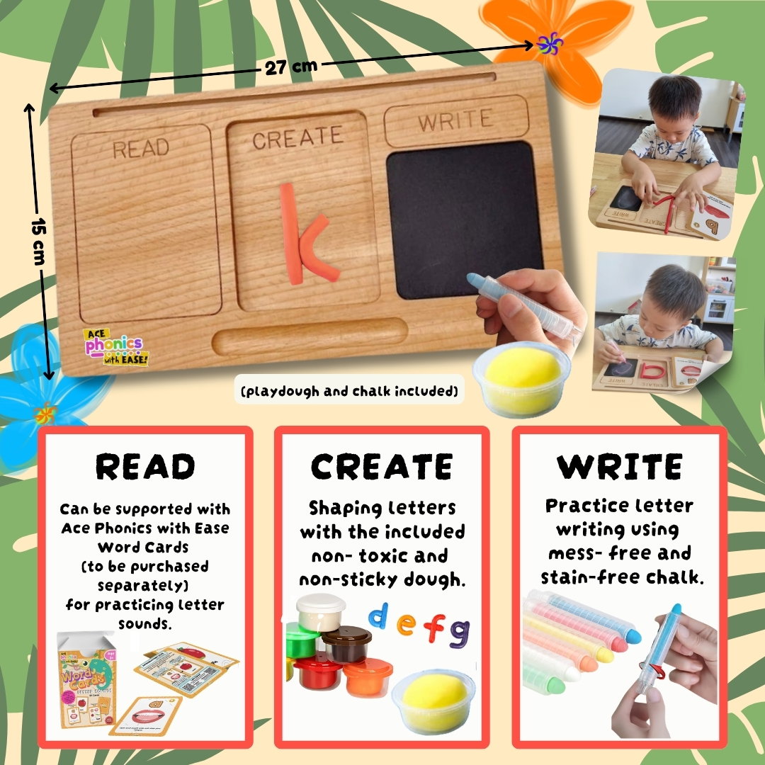 Montessori Wooden Writing Board (play dough and chalk included)