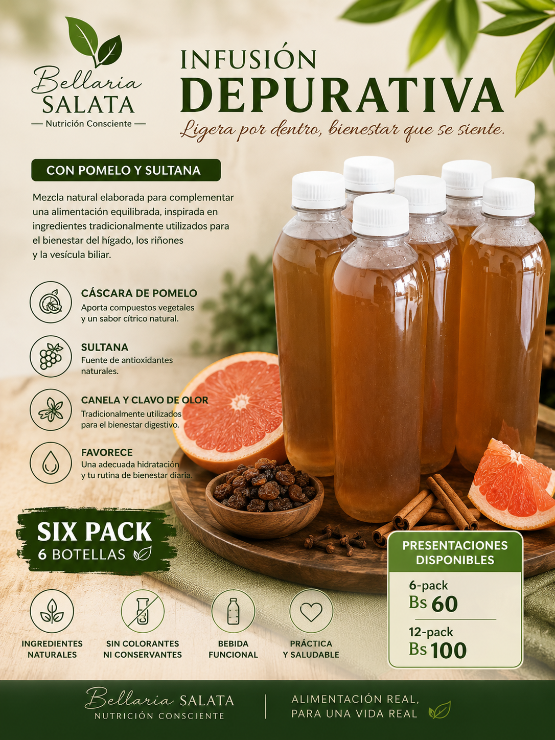 Infusion Depurativa de Pomelo y Sultana 6-pack 500 ml_0