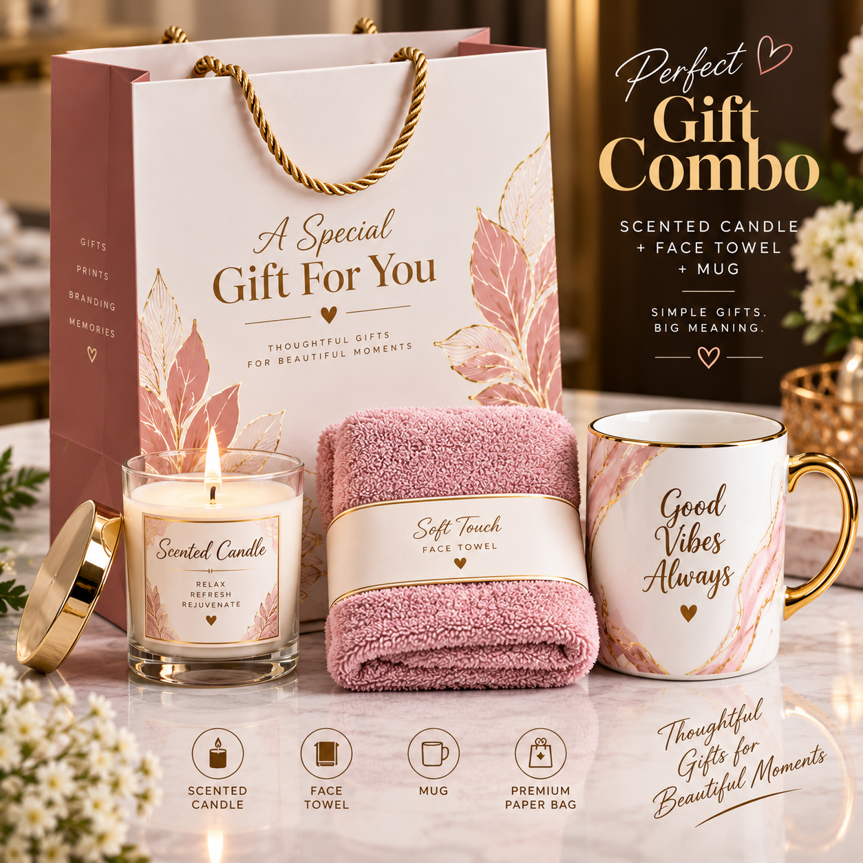 Scented Candle + Face Towel + Mug Combo_3