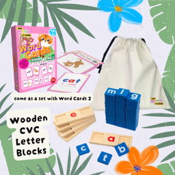 Wooden CVC Letter Blocks Set (come as a set with Word Cards 2)