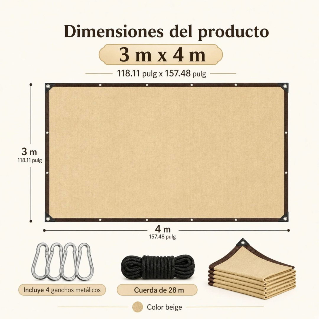 Maya sombra 4x3 mts Negra y Beige
