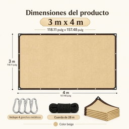 Maya sombra 4x3 mts Negra y Beige