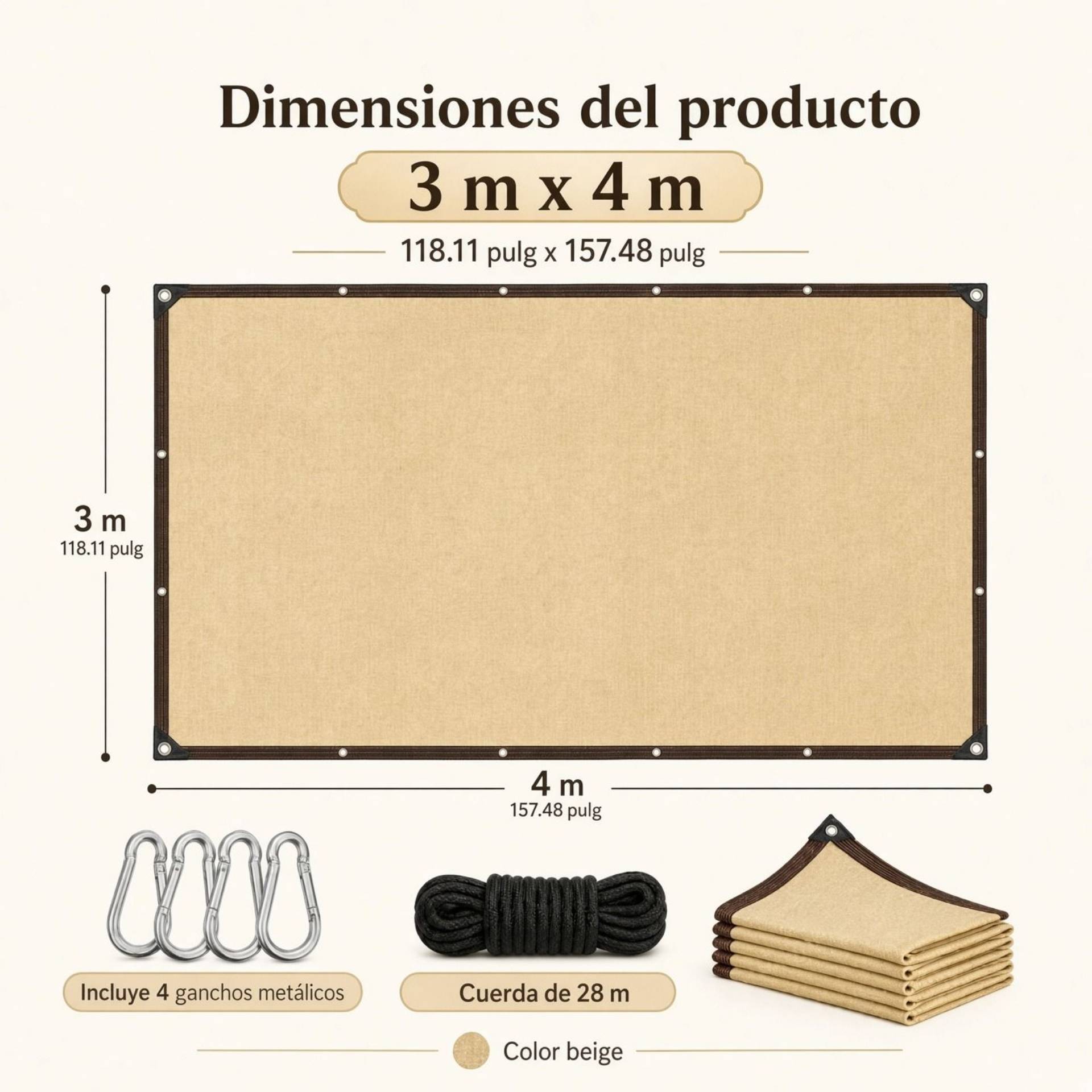 Maya sombra 4x3 mts Negra y Beige