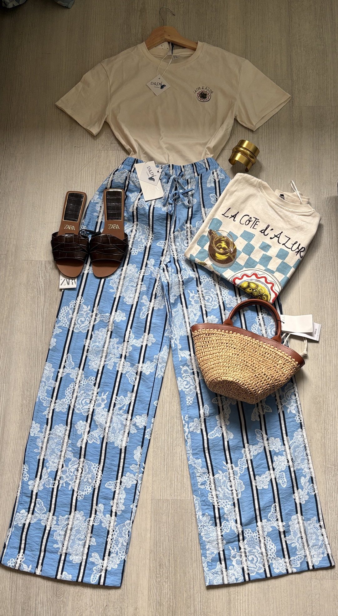 Pantalón con rallas azul