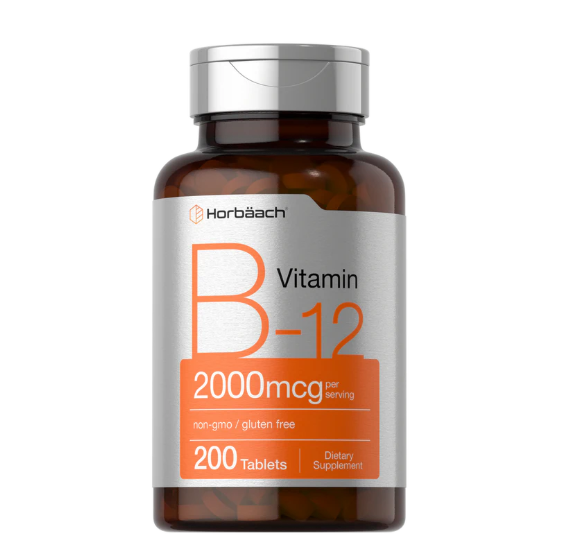Vitamina B-12 Horbäach Cianocobalamina 2000 mcg (200 tabletas)